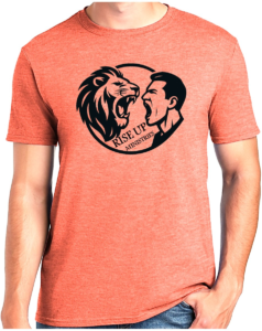 Medium - Heather Orange T-Shirt with Black RISE UP Logo